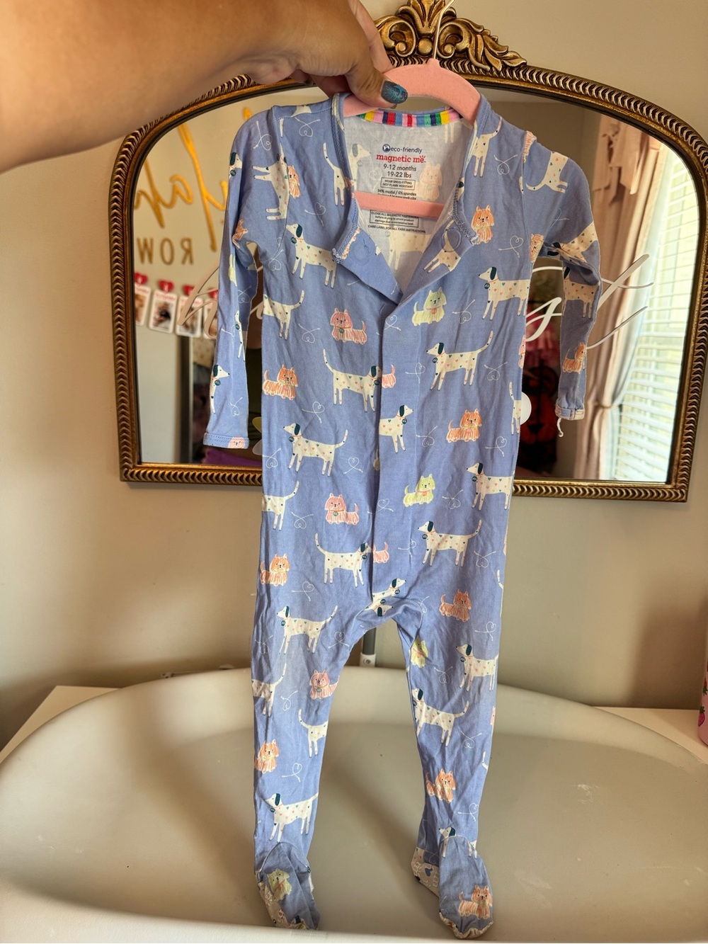 Magnetic Me Blue Dog & Cat Print Footed One-Piece